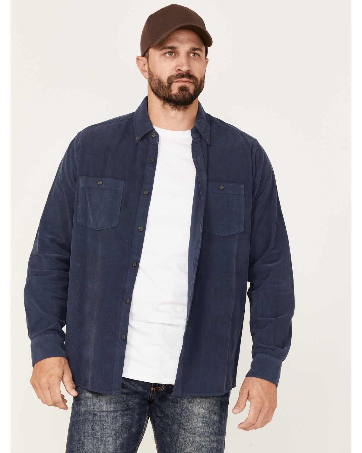 Image #1 - North River Men's Solid Corduroy Long Sleeve Button-Down Shirt, Blue, hi-res