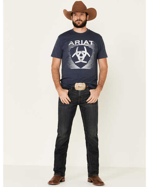 Ariat Men's Heather Shade Logo Short Sleeve Graphic T-Shirt , Navy, hi-res
