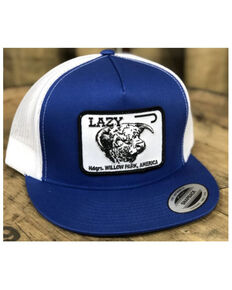 Lazy J Ranch Men's Cattle Headquarters Logo Patch Mesh-Back Ball Cap, Blue, hi-res