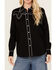 Image #2 - Panhandle Women's Retro Studded Long Sleeve Snap Western Shirt , Black, hi-res