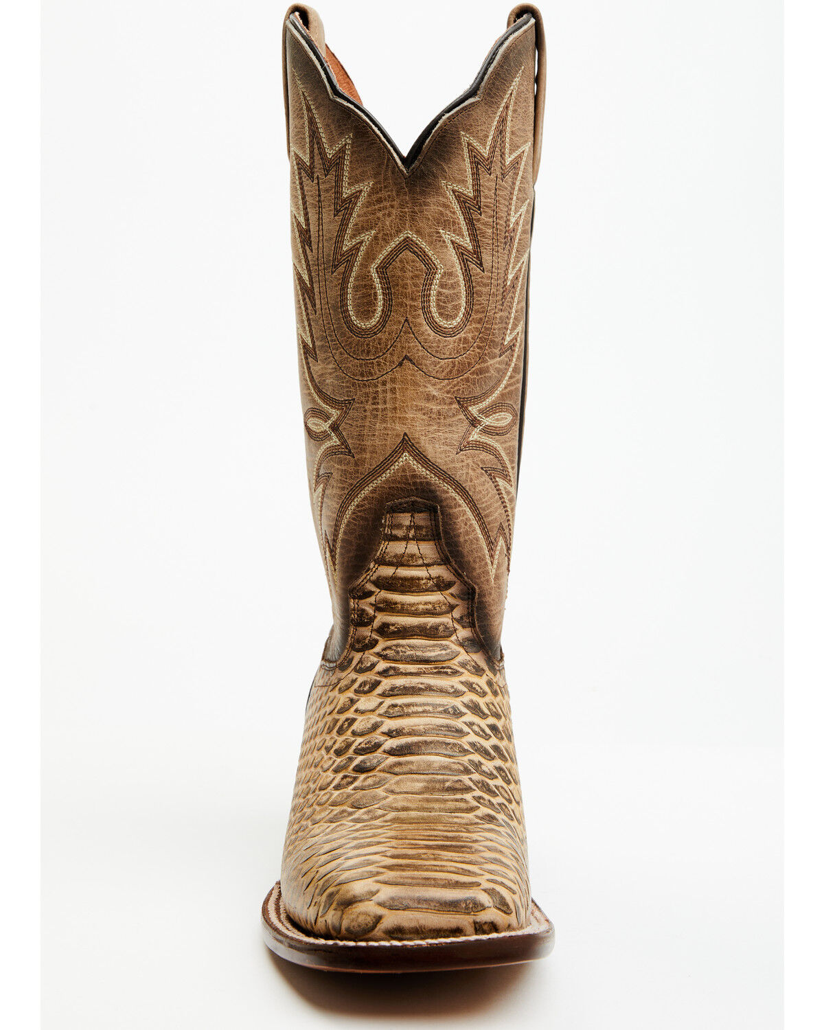 Image #4 - Dan Post Women's 12" Faux Python Western Boots - Broad Square Toe, Honey, hi-res