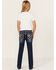 Image #3 - Shyanne Girls' Medium Wash Cowhide Patch Pocket Stretch Bootcut Jeans, Blue, hi-res