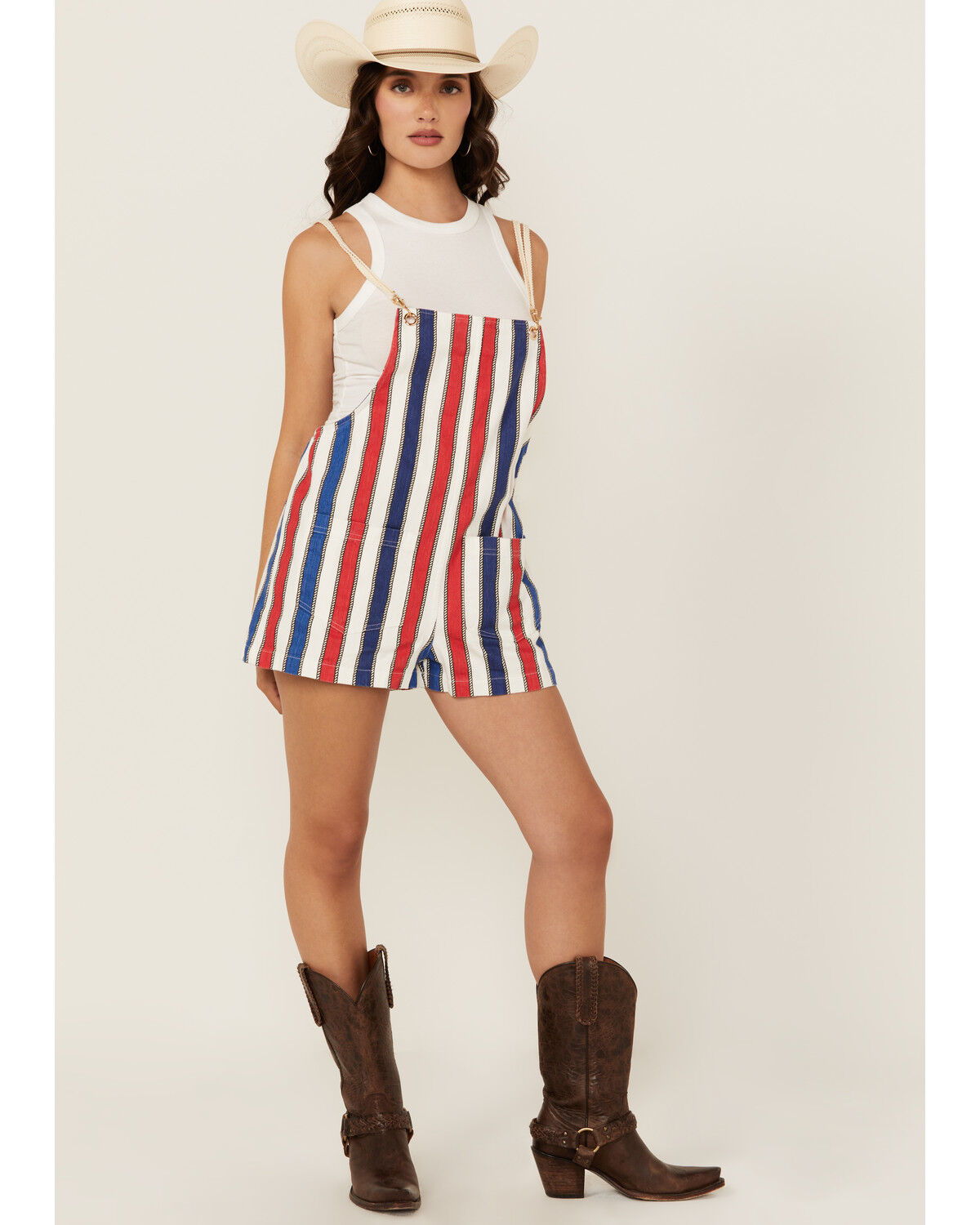 Image #1 - Show Me Your Mumu Women's Striped Romper, Red, hi-res