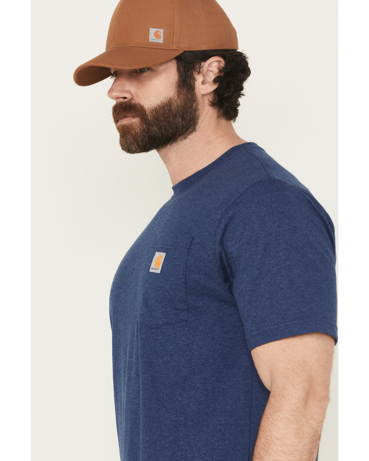 Image #2 - Carhartt Men's Loose Fit Heavyweight Short Sleeve Pocket Work T-Shirt, Heather Blue, hi-res