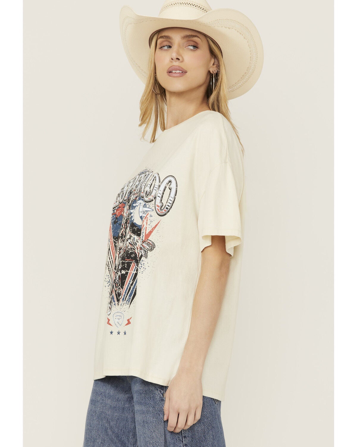 Image #2 - Rock & Roll Denim Women's Desperado Short Sleeve Graphic Tee, Cream, hi-res