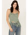 Image #1 - Rock & Roll Denim Women's Crochet Fringe Tank, Aqua, hi-res