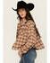 Image #2 - Miss Me Women's Plaid Print Button-Down Cropped Shacket, Brown, hi-res