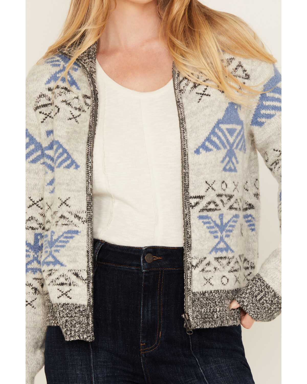 Image #3 - Idyllwind Women's Lyle Zip Front Sweater, Heather Grey, hi-res