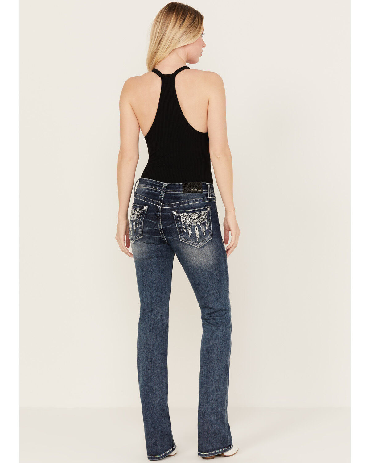 Image #1 - Grace in LA Women's Dark Wash Mid Rise Bootcut Jeans, , hi-res