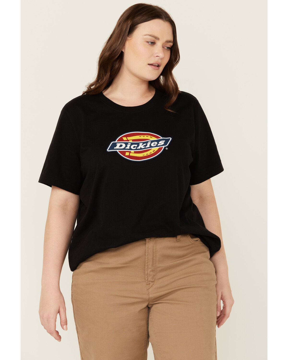 Image #1 - Dickies Women's Logo Short Sleeve Graphic Tee - Plus, Black, hi-res
