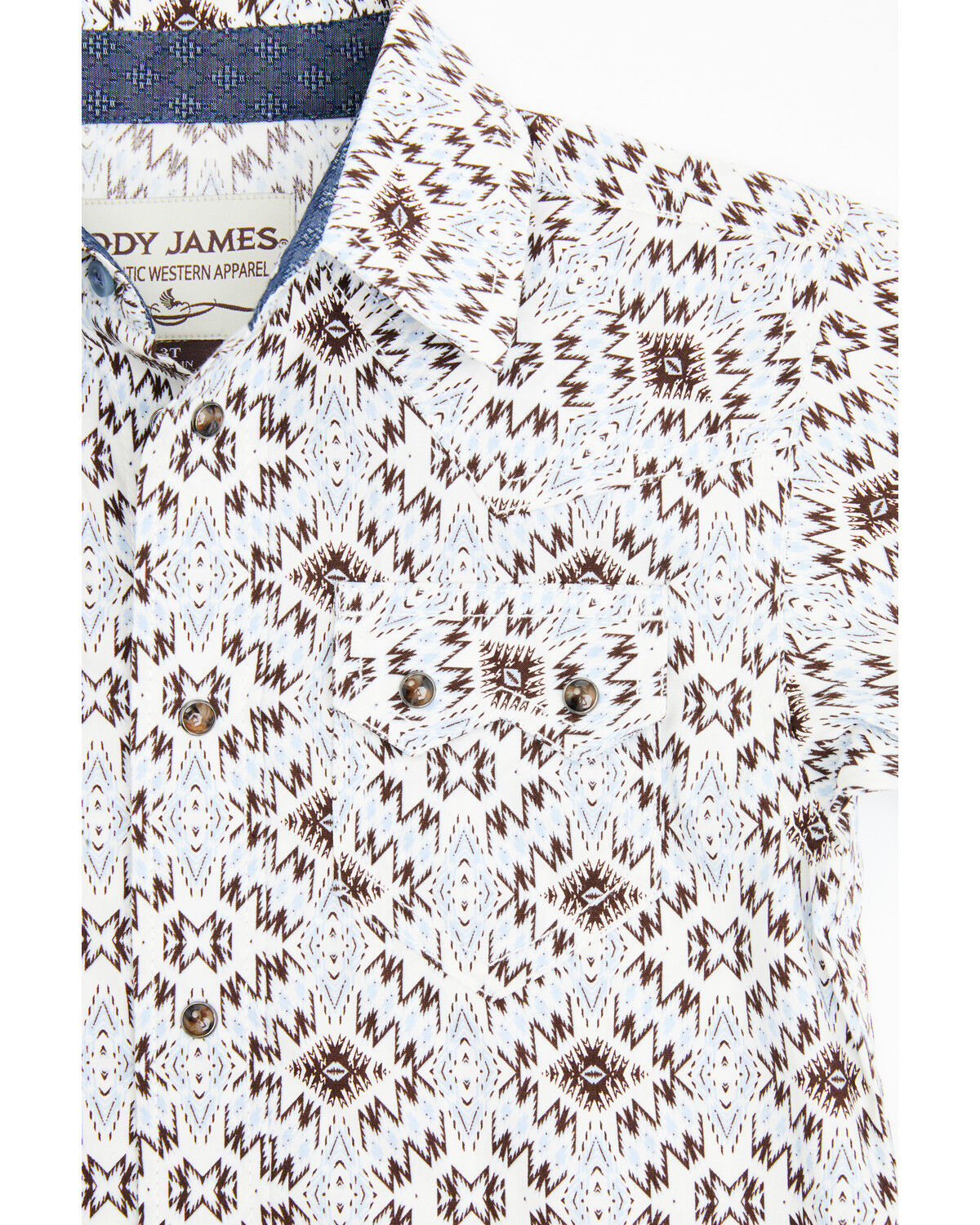 Image #2 - Cody James Toddler Boys' High Plains Southwestern Print Short Sleeve Snap Western Shirt, Light Blue, hi-res