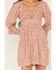 Image #3 - Angie Women's Floral Print Knot Front Mini Dress, Rust Copper, hi-res