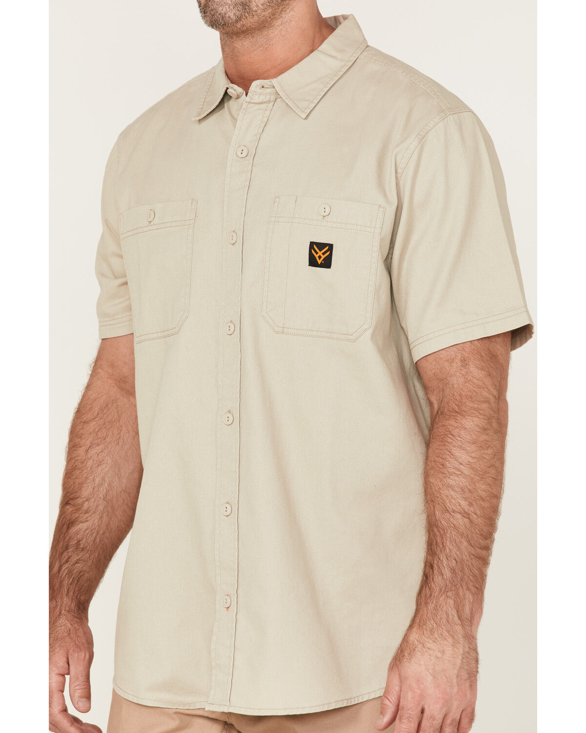 Image #3 - Hawx Men's Twill Short Sleeve Button-Down Work Shirt, Light Grey, hi-res