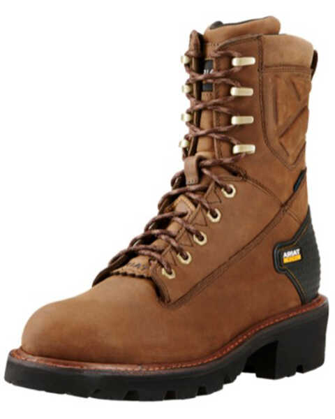 Image #1 - Ariat Men's Powerline H2O Work Boots - Soft Toe, Brown, hi-res