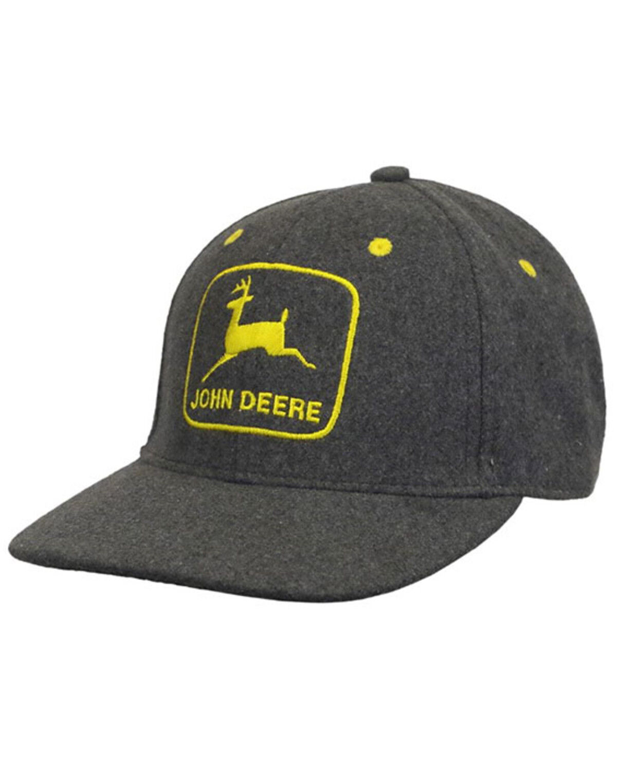 Image #1 - John Deere Men's Charcoal Embroidered Logo Faux Melton Wool Ball Cap, Charcoal, hi-res