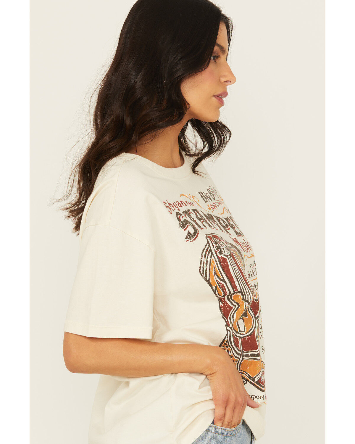 Image #2 - Shyanne Women's Stampede Boot Short Sleeve Graphic Tee, Cream, hi-res