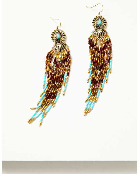 Shyanne Women's Desert Boheme Beaded Tassel Earrings, Gold, hi-res