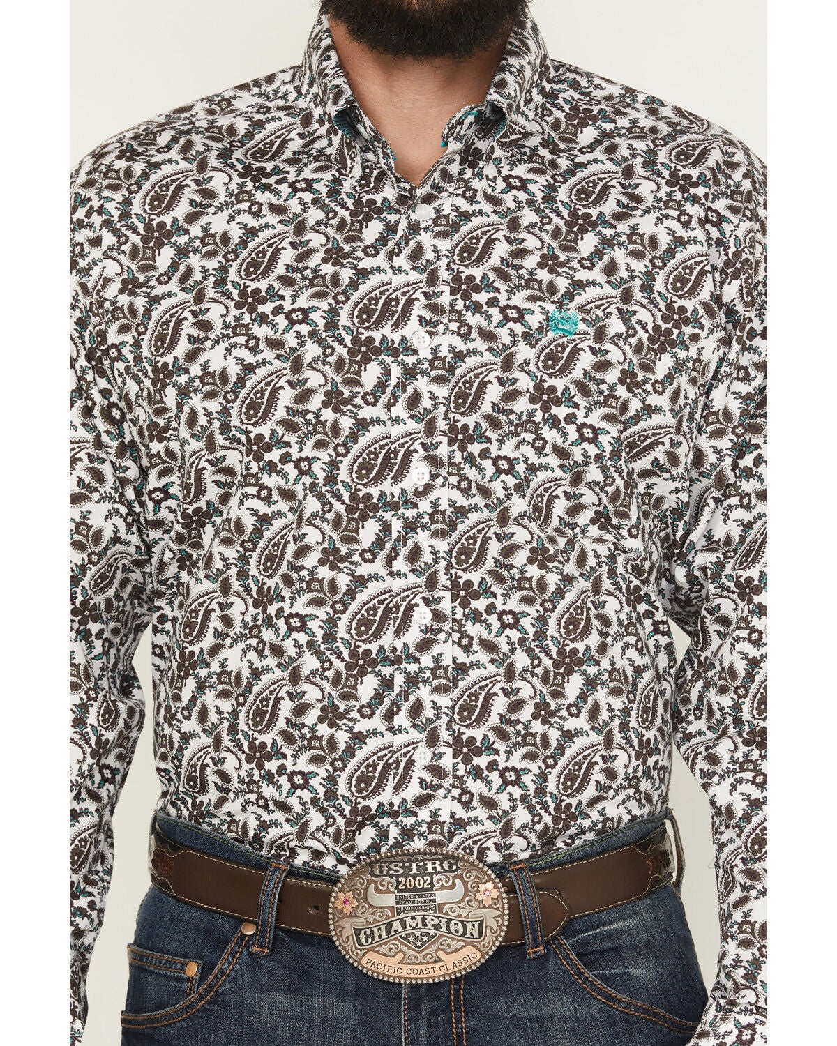 Image #3 - Cinch Men's Paisley Print Long Sleeve Button-Down Western Shirt, White, hi-res
