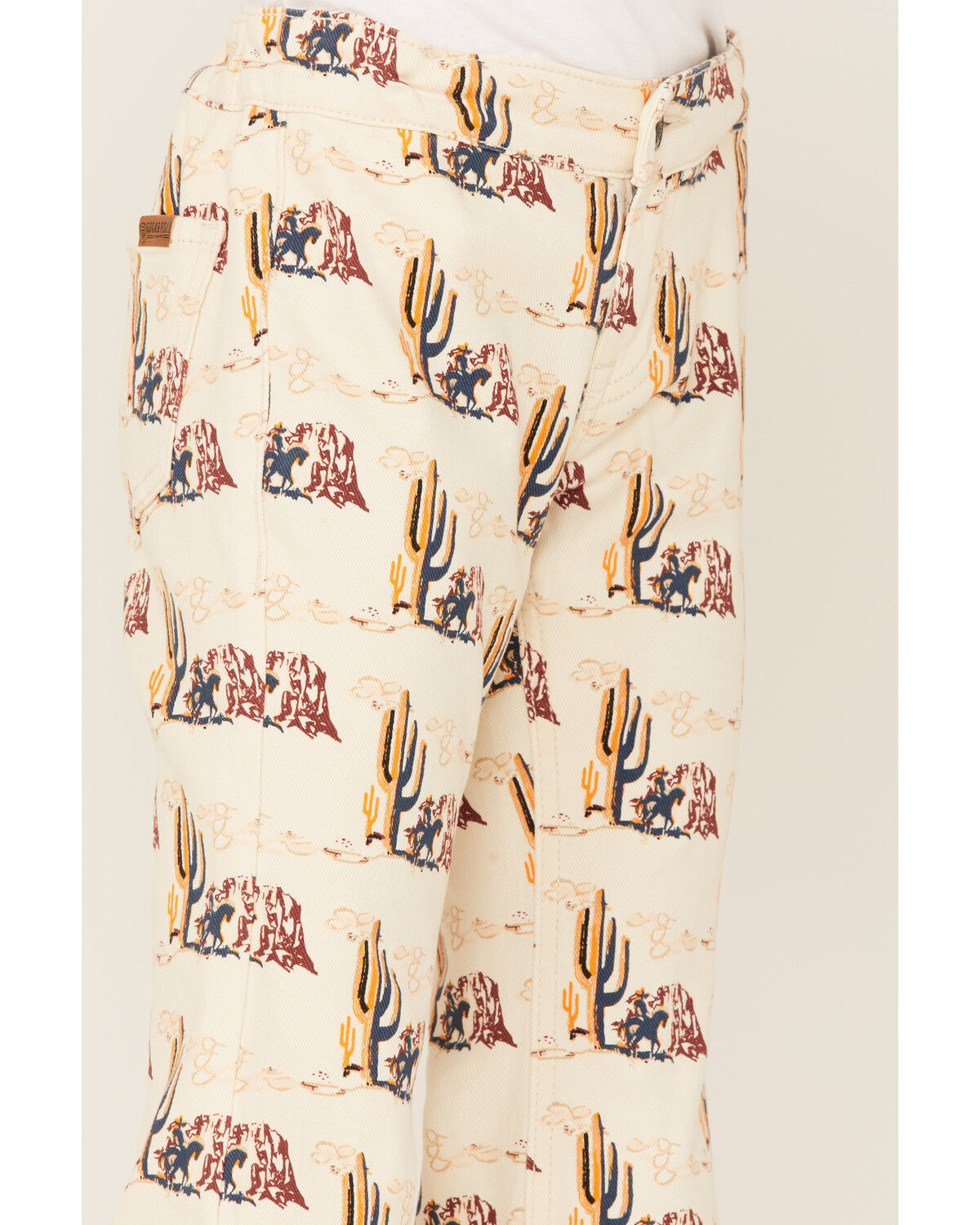 Image #2 - Rock & Roll Denim Girls' Desert Print Flare Jeans, Beige/khaki, hi-res
