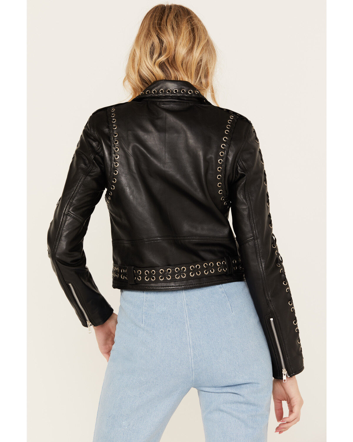 Image #4 - Understated Leather Women's Destiny Eyelet Moto Jacket, Black, hi-res