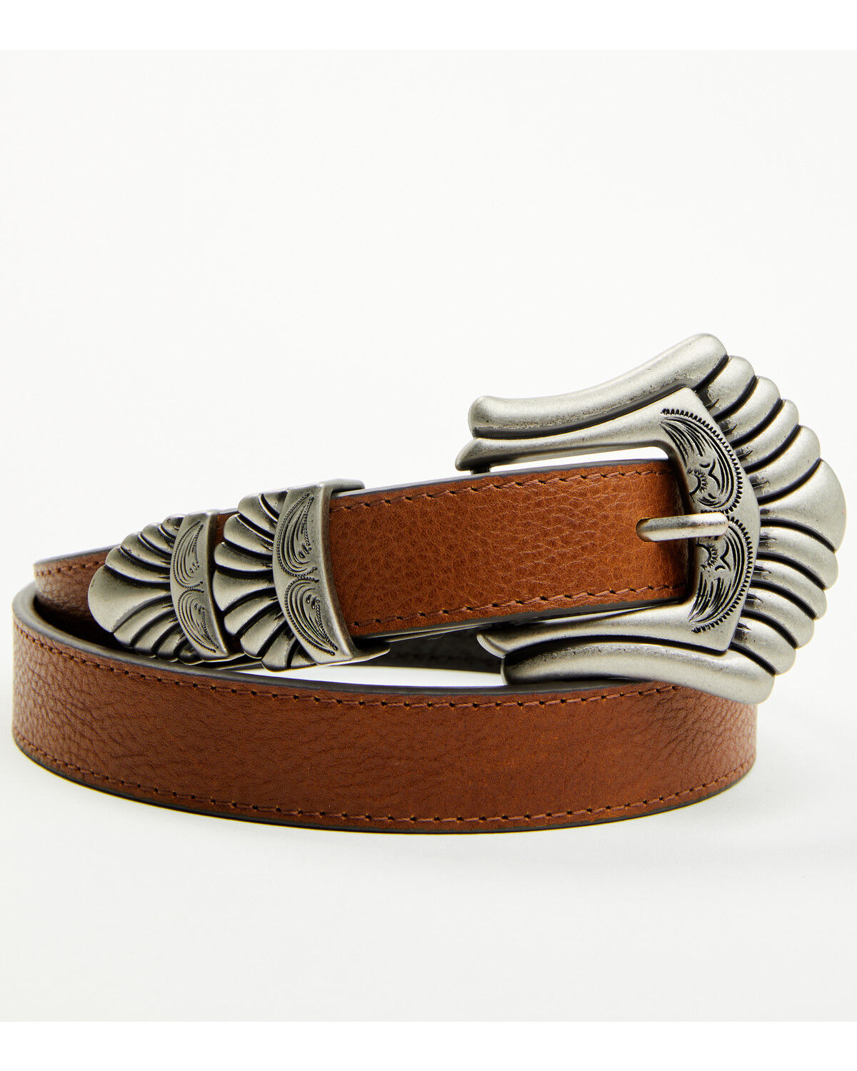 Image #1 - Shyanne Women's Teagan Skinny 3-Piece Buckle Belt, Brown, hi-res