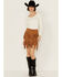 Image #1 - Vocal Women's Studded Fringe Skirt, Camel, hi-res