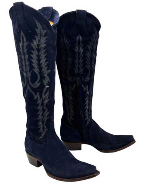 Image #1 - Old Gringo Women's Mayra Tall Western Boots - Snip Toe , Navy, hi-res