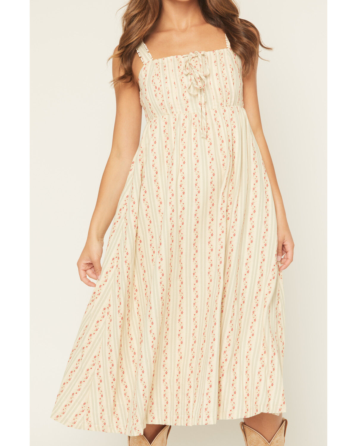 Image #3 - Listicle Floral Wallpaper Print Sleeveless Midi Dress, Sage, hi-res