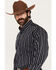 Image #2 - Cinch Men's Dobby Striped Print Long Sleeve Button-Down Western Shirt, Navy, hi-res