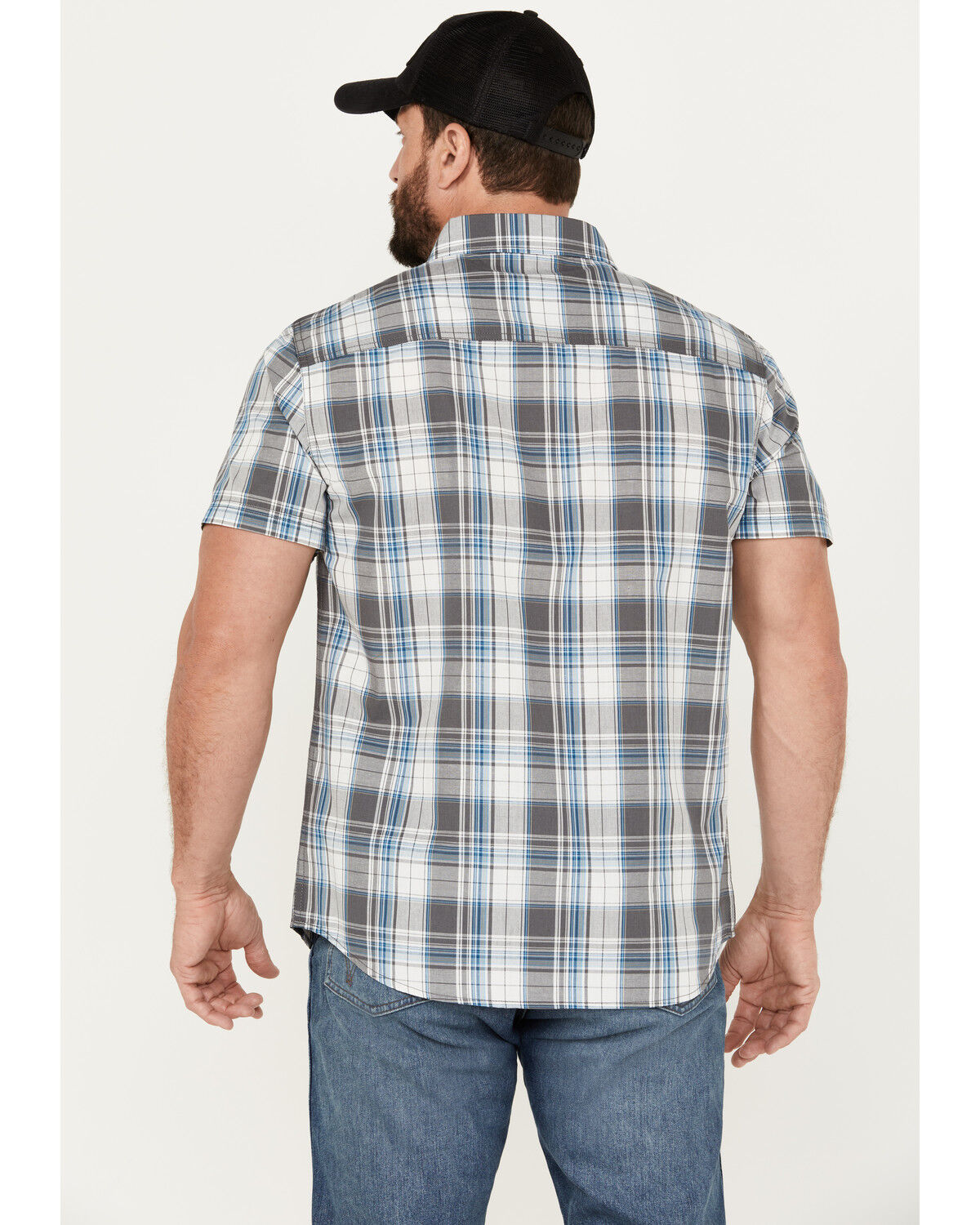 Image #4 - Brothers and Sons Men's Wagoner Plaid Print Short Sleeve Button-Down Western Shirt, White, hi-res