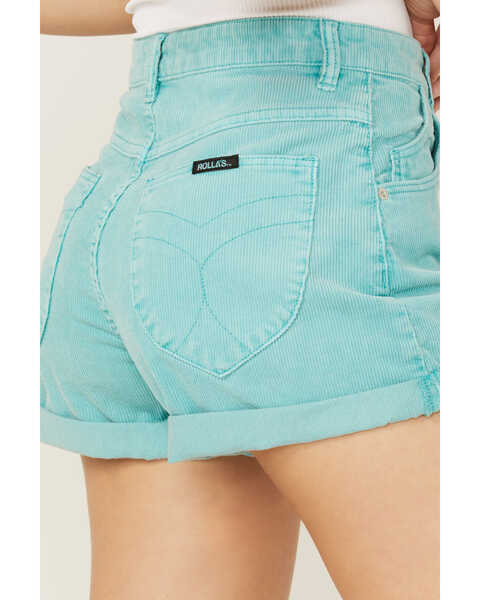 Image #4 - Rolla's Women's High Rise Corduroy Dusters Slim Shorts , Teal, hi-res
