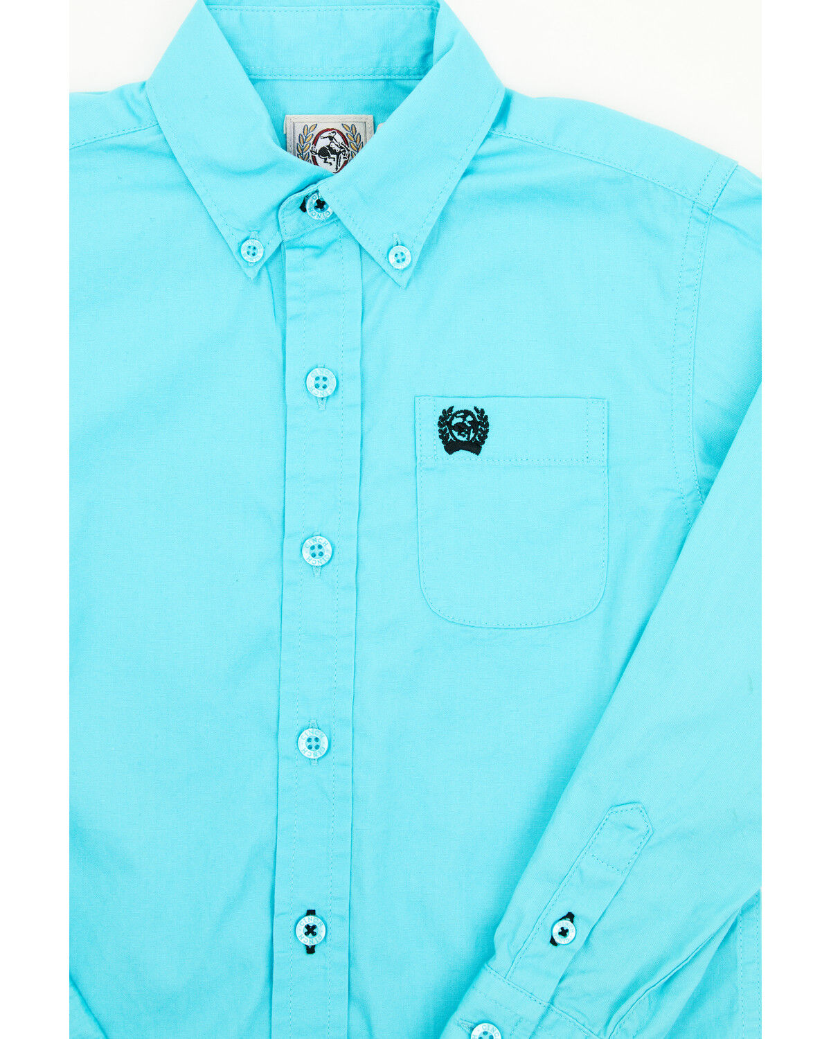 Image #2 - Cinch Toddler Boys' Solid Long Sleeve Button-Down Western Shirt, Turquoise, hi-res