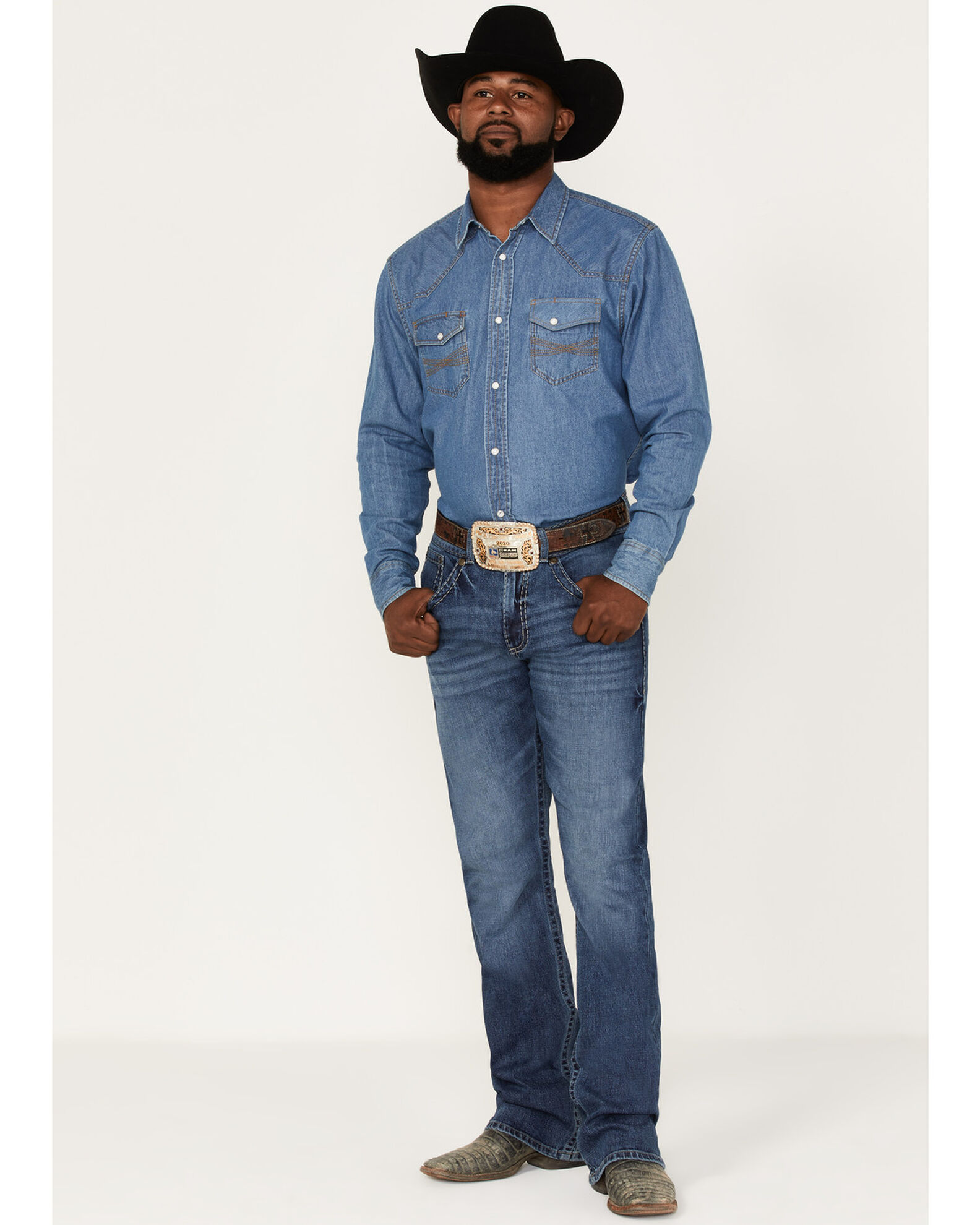 Rock 47 by Wrangler Men s Marina Del Ray Medium Dark Wash Slim Bootcut Stretch Denim Jeans Country Outfitter