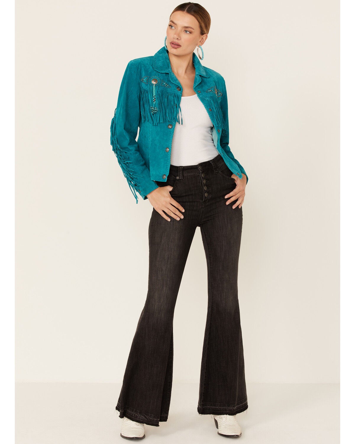 SCULLY FRINGE/STUDDED JACKET BUCKSKIN BOAR SUEDE main image 1