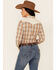 Roper Women's Mustard Plaid Fancy Applique Yoke Long Sleeve Snap Western Shirt , Mustard, hi-res