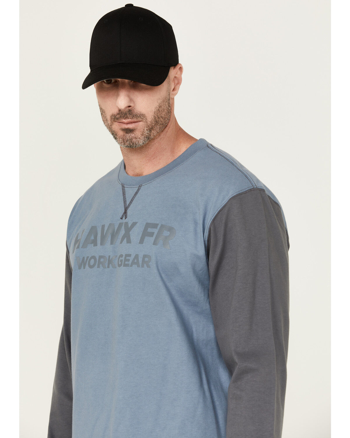 Image #2 - Hawx Men's FR Color Block Long Sleeve Graphic Work T-Shirt, Blue, hi-res