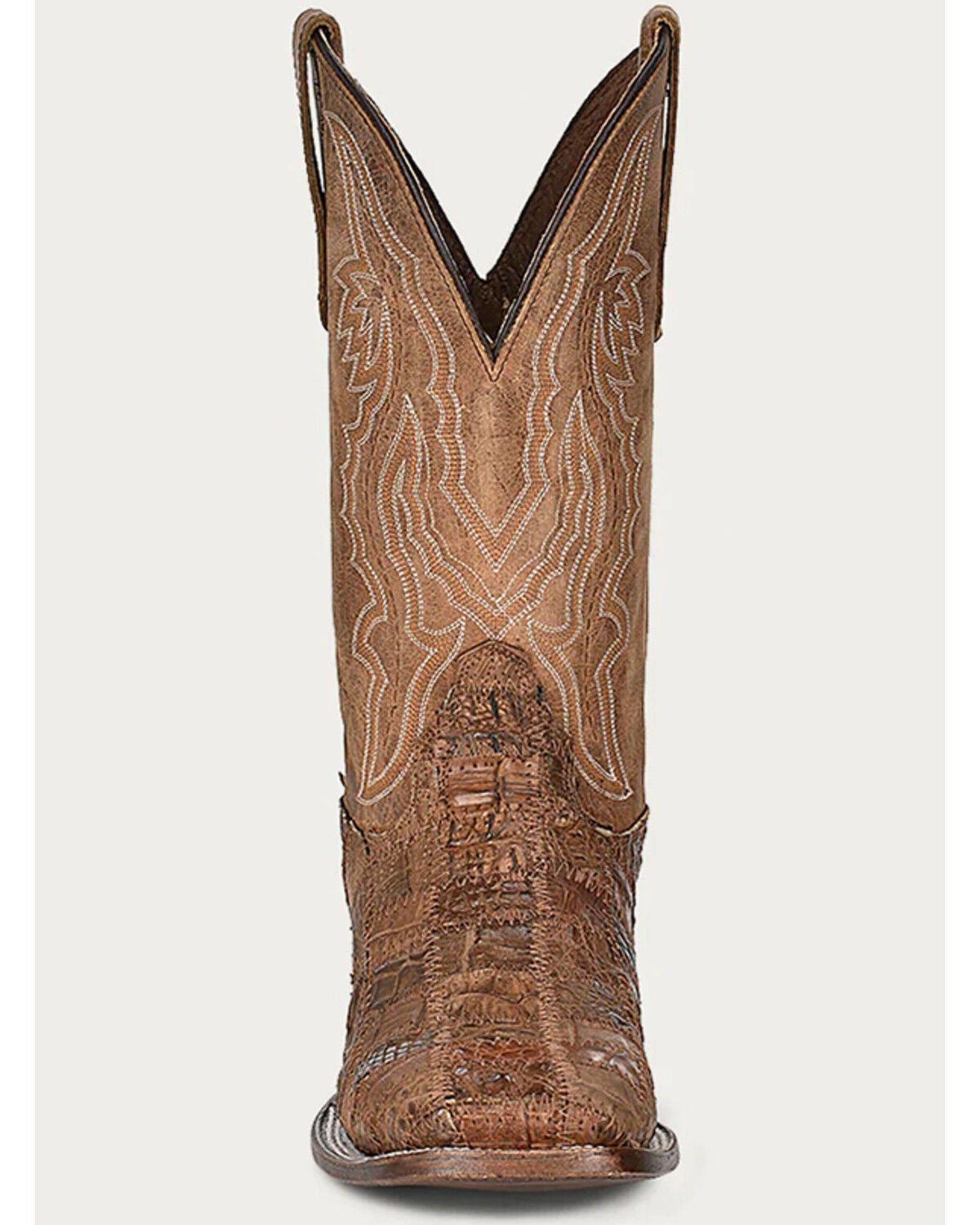 Image #3 - Circle G Men's Orix Caiman Patchwork Western Boots - Broad Square Toe, Tan, hi-res