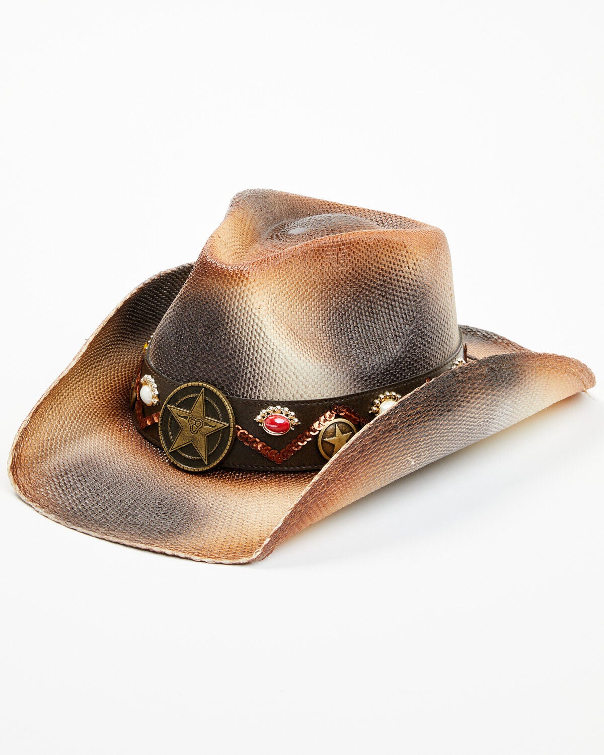 Shyanne Women's Obsessed Straw Cowboy Hat, Brown, hi-res