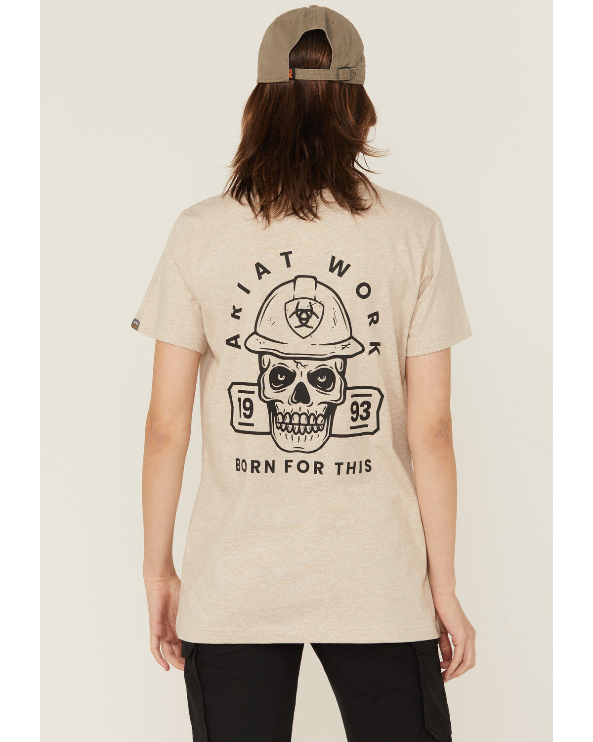 Image #1 - Ariat Women's Rebar Born For This Short Sleeve Graphic Work Tee, Beige, hi-res