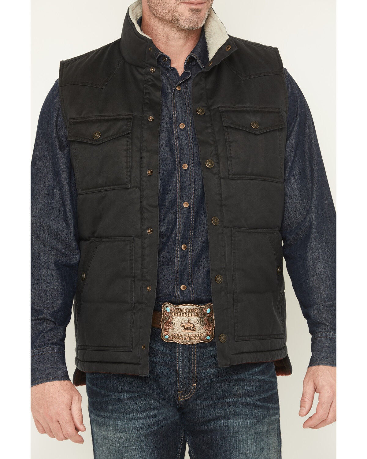 Image #3 - Cody James Men's Oil Slick Snap Lined Vest - Tall, Black, hi-res
