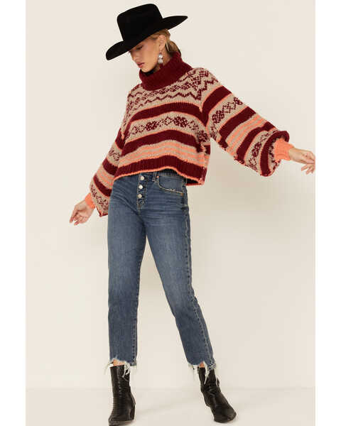 Image #4 - Free People Women's Check Me Out Sweater, Red, hi-res