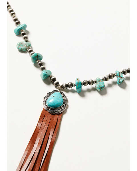 Image #2 - Cowgirl Confetti Women's Stir It Up Beaded Turquoise Tassel Necklace, Brown, hi-res
