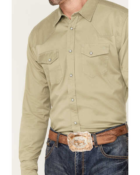 Blue Ranchwear Men's Twill Long Sleeve Snap Work Shirt, Beige/khaki, hi-res