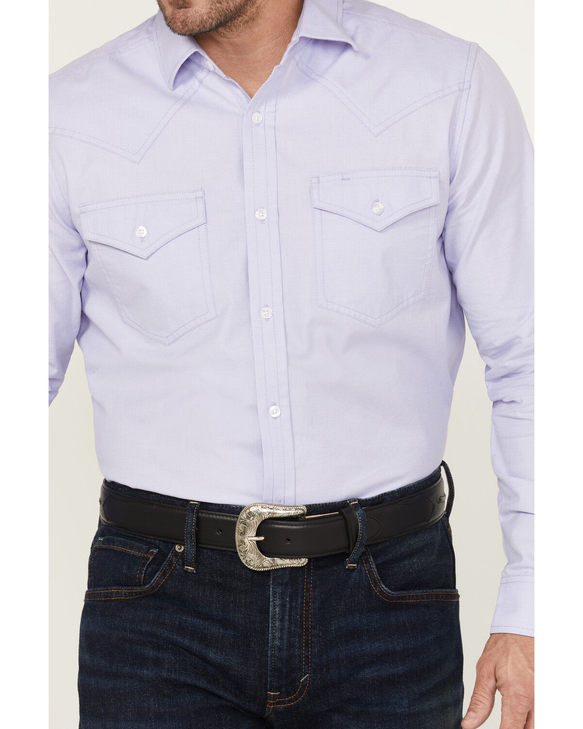 Image #3 - Cody James Black 1978® Men's Lawman Solid Long Sleeve Button-Down Western Shirt, Light Blue, hi-res