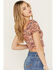 Image #5 - Idyllwind Women's Rose Printed Crop Top, Maroon, hi-res