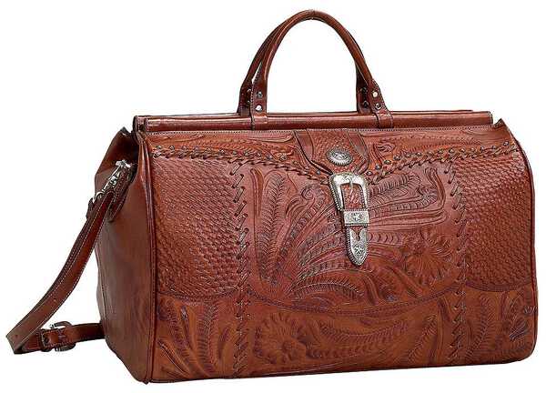 Image #1 - American West Antique Tan Leather Duffel Bag, Antique Tan, hi-res