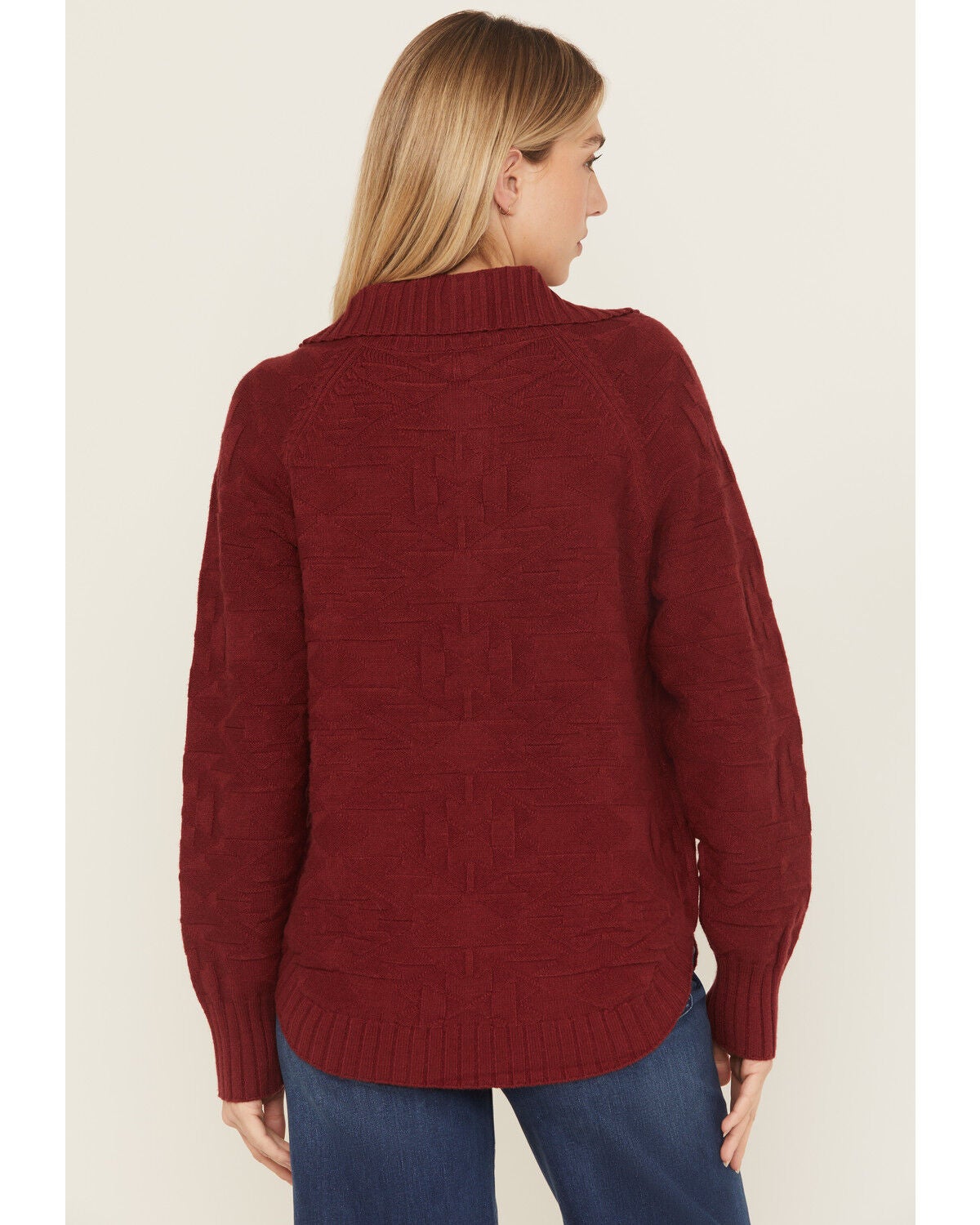Image #4 - Ariat Women's 1/4 Button-Down Sweater, Burgundy, hi-res