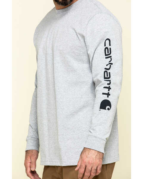 Image #5 - Carhartt Men's Loose Fit Heavyweight Long Sleeve Logo Graphic Work T-Shirt, Hthr Grey, hi-res
