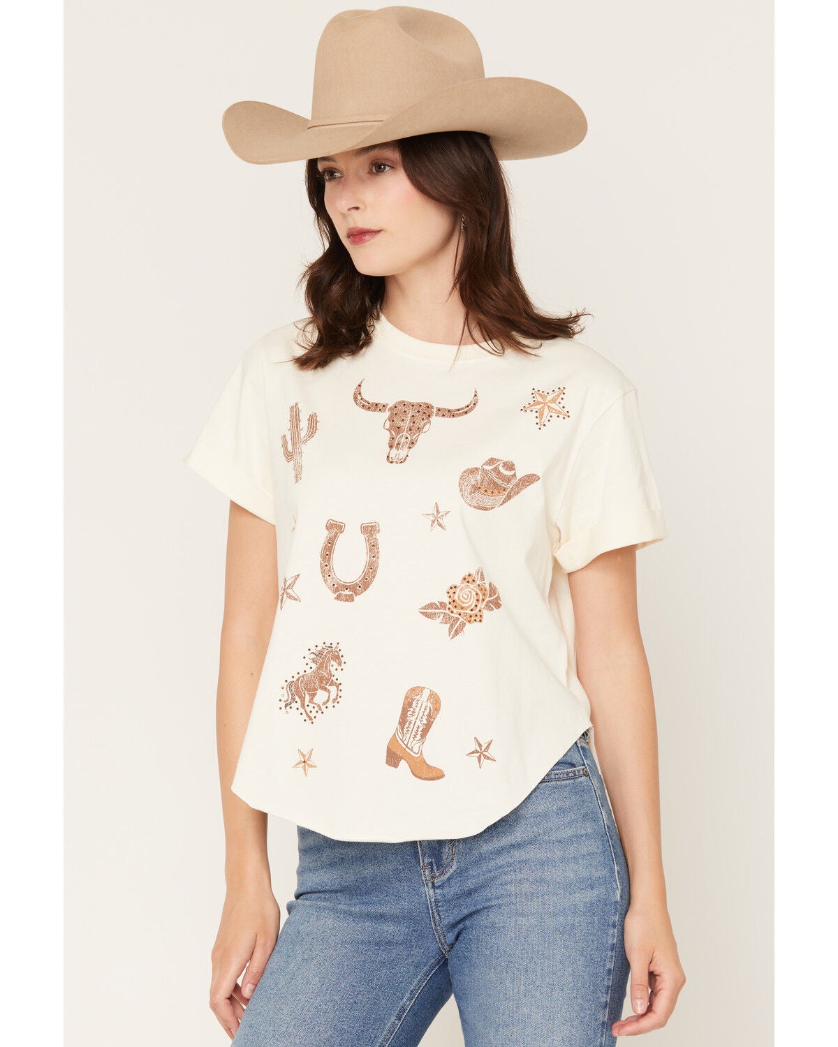 Idyllwind Women's Icons Short Sleeve Graphic Tee, Cream, hi-res