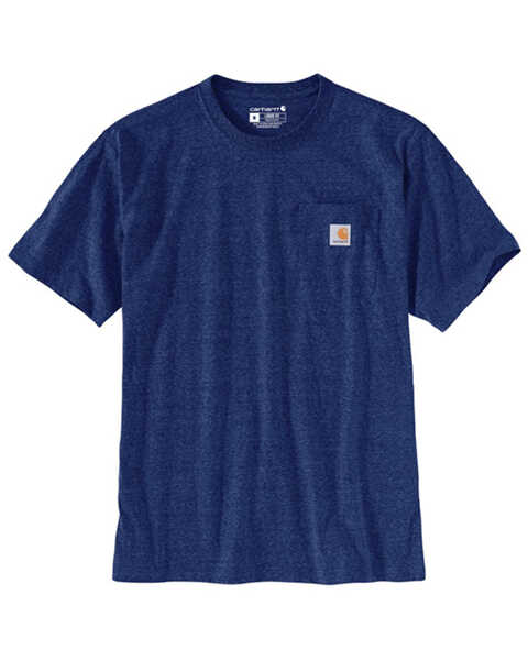 Carhartt Men's Loose Fit Heavyweight Logo Pocket Work T-Shirt, Blue, hi-res